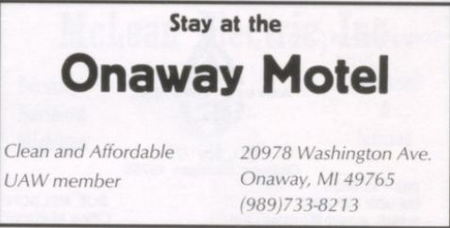 Onaway Motel - 2010 Yearbook Ad (newer photo)